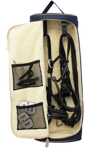 Finer Equine Double Bridle Bag Luxury Equestrian Luggage Sheepskin Lined with Pockets